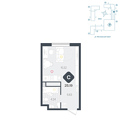 Студия 25,19 м²