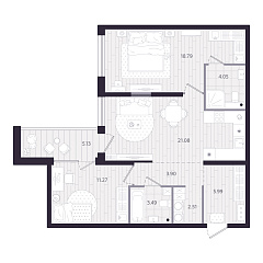 2-комнатная 73,65 м&sup2;