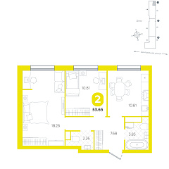 2-комнатная 53,65 м²