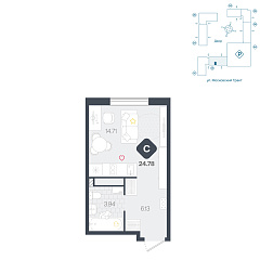 Студия 24,78 м²