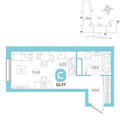 Студия 25,77 м²