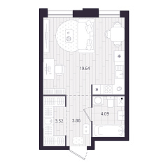 Студия 31,11 м&sup2;