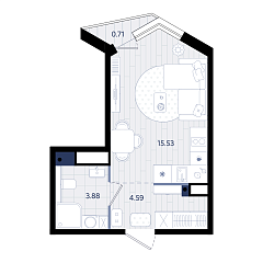 Студия 24,21 м&sup2;