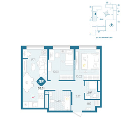 2-комнатная 55,51 м²