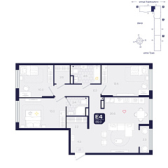 3-комнатная 89 м²