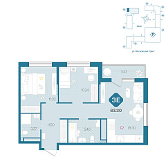 2-комнатная 63,3 м²