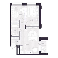2-комнатная 56,94 м&sup2;