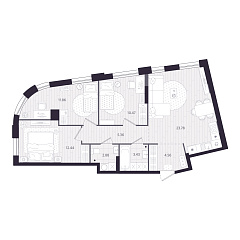 3-комнатная 74,78 м&sup2;