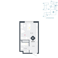 Студия 25,19 м²