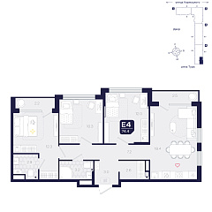 3-комнатная 76,6 м&sup2;