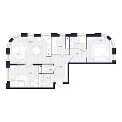 2-комнатная 68,49 м&sup2;