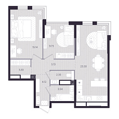 2-комнатная 66,84 м&sup2;