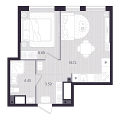 1-комнатная 35,05 м&sup2;