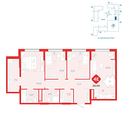 3-комнатная 88,98 м²