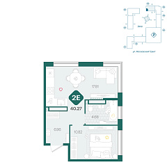 1-комнатная 40,27 м&sup2;