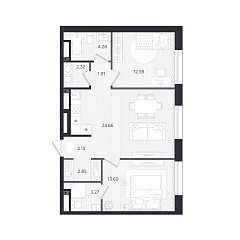 2-комнатная 67,63 м&sup2;