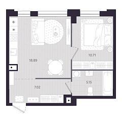1-комнатная 41,77 м&sup2;