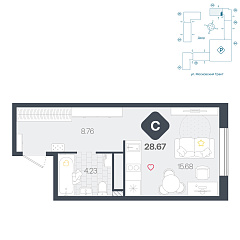 Студия 28,67 м²