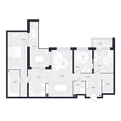 3-комнатная 106,16 м&sup2;