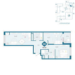 2-комнатная 69,32 м²