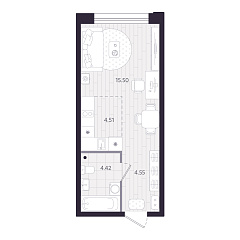 Студия 28,98 м&sup2;