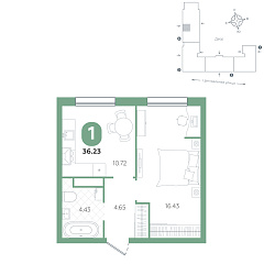 1-комнатная 36,23 м²