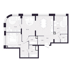 3-комнатная 84,74 м&sup2;