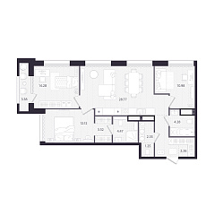 3-комнатная 90,6 м&sup2;