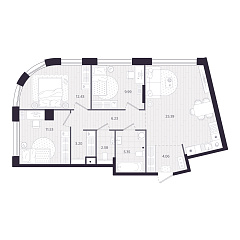 3-комнатная 80,76 м&sup2;
