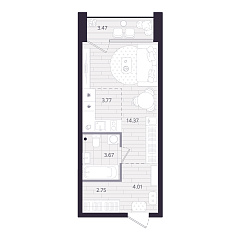 Студия 30,37 м&sup2;