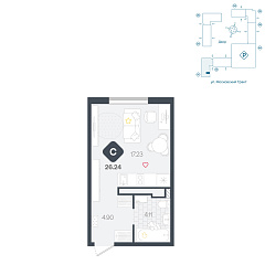 Студия 26,24 м²