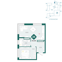 1-комнатная 40,98 м&sup2;