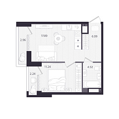 1-комнатная 41,3 м&sup2;