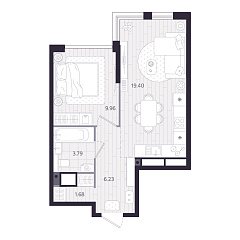 1-комнатная 41,06 м&sup2;