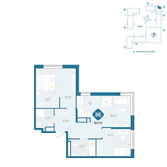 2-комнатная 65,13 м&sup2;