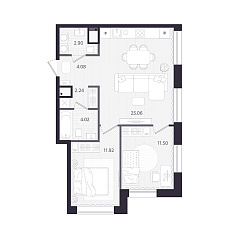 2-комнатная 61,72 м&sup2;