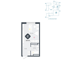 Студия 24,14 м²