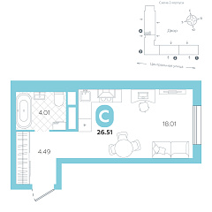 Студия 26,51 м&sup2;