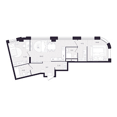 2-комнатная 63,58 м&sup2;