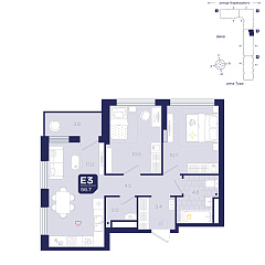 2-комнатная 56,7 м²
