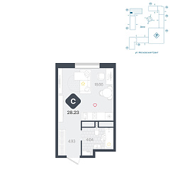 Студия 28,23 м&sup2;