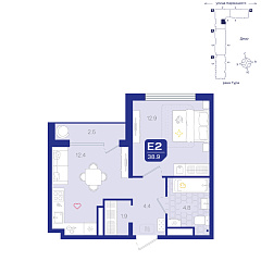 1-комнатная 38,9 м²