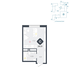 Студия 26,21 м²