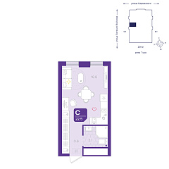 Студия 22,5 м²