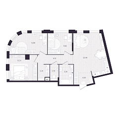 3-комнатная 83,79 м&sup2;