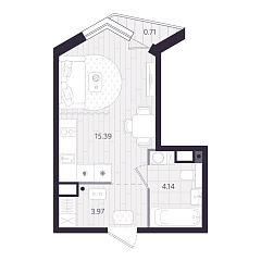 Студия 23,71 м&sup2;