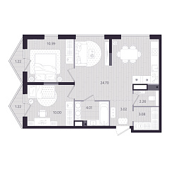 2-комнатная 58,4 м&sup2;