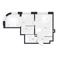 1-комнатная 46,07 м&sup2;