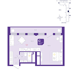 Студия 48,1 м²