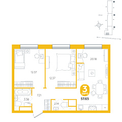 2-комнатная 57,65 м²